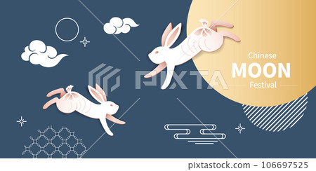 Vector Illustration of mid-autumn festival celebration. Rabbit and Moon. Vector Illustration of mid-autumn festival celebration. Rabbit and Moon. 106697525