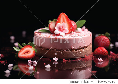 strawberry and milk yogurt mousse,strawberry handmade cake.GenerativeAI. strawberry and milk yogurt mousse,strawberry handmade cake.GenerativeAI. 106697949