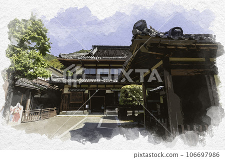 Watercolor painting style, Chizu-juku, Ishitani family residence, Chizu-cho, Yazu-gun, Tottori Prefecture 106697986