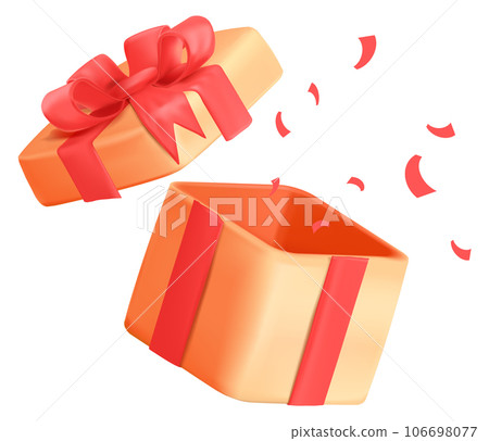 Open gift box with confetti burst. Surprise present 106698077