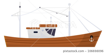 Trawler color icon. Fishing boat. Marine ship 106698096