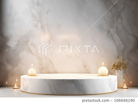 Background for cosmetic products of natural gray color. Stone podium on a gray background. AI Generative. 106698290