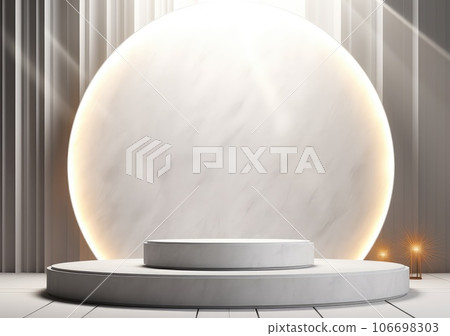 Background for cosmetic products of natural gray color. Stone podium on a gray background. AI Generative. 106698303