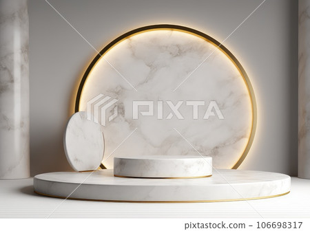 Background for cosmetic products of natural gray color. Stone podium on a gray background. AI Generative. 106698317