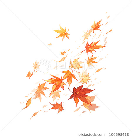 Autumn falling leaves. Orange fall colorful leaves flying falling effect. Vector illustration EPS10 106698418