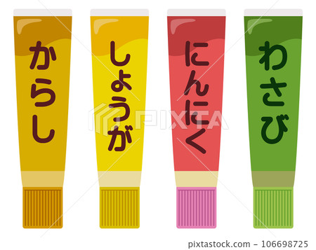 Tube seasonings (wasabi, garlic, ginger, mustard) 106698725