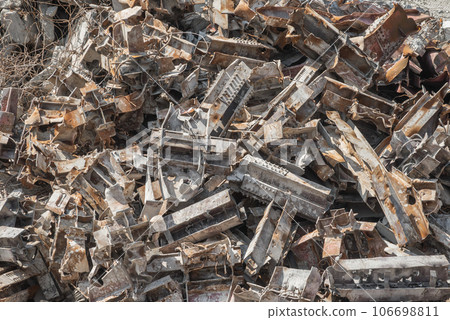 Scrap iron cut during demolition work 106698811