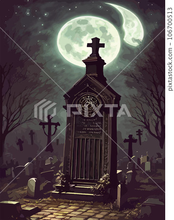 halloween night vector background. creepy halloween castle. scary castle vector illustration vertical poster. set for background, poster or flyer halloween night vector background. creepy halloween castle. scary castle vector illustration vertical poster. set for background, poster or flyer 106700513