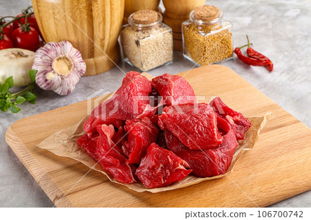 Sliced raw beef meat for cooking Sliced raw beef meat for cooking 106700742