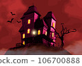 Haunted house on a full moon night 106700888