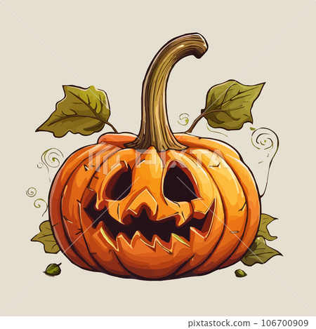halloween autumn orange pumpkins in cartoon style. Design element for Halloween, Thanksgiving, harvest festival. Diet vegetables. vector illustration. 106700909