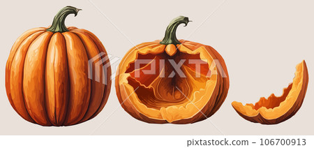 halloween autumn orange pumpkins in cartoon style. Design element for Halloween, Thanksgiving, harvest festival. Diet vegetables. vector illustration. halloween autumn orange pumpkins in cartoon style. Design element for Halloween, Thanksgiving, harvest festival. Diet vegetables. vector illustration. 106700913