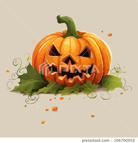 halloween autumn orange pumpkins in cartoon style. Design element for Halloween, Thanksgiving, harvest festival. Diet vegetables. vector illustration. 106700958