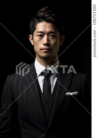 Japanese male business person "AI generated image" on black background 106701988