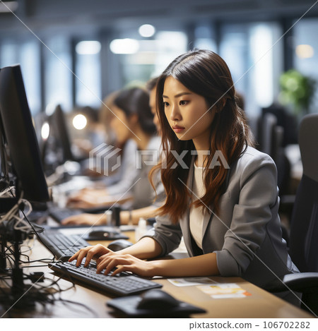 日本女程序員專注於電腦編程工作的“AI生成圖像” 106702282