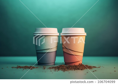Two papers cups. Drink beverage. Generate Ai Two papers cups. Drink beverage. Generate Ai 106704099