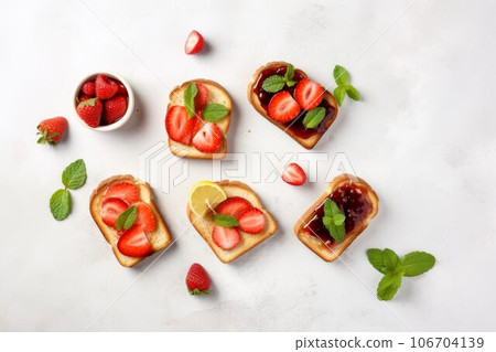 Toasts tasty jam food. Sweet toast. Generate Ai 106704139