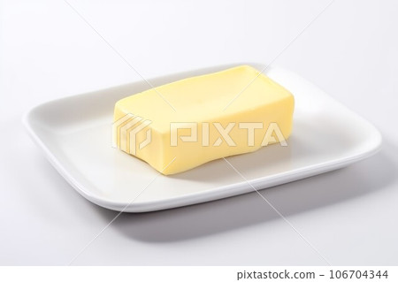 Plate piece butter food. Organic product. Generate AI Plate piece butter food. Organic product. Generate AI 106704344