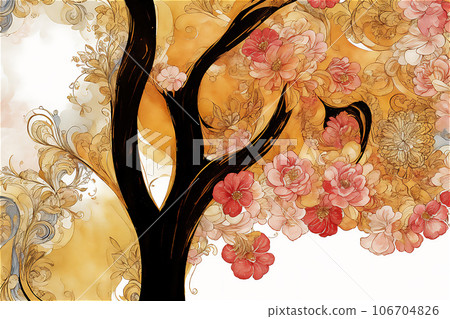 Retro flower pattern design AI image 106704826