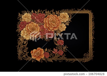 Retro flower pattern design AI image 106704828