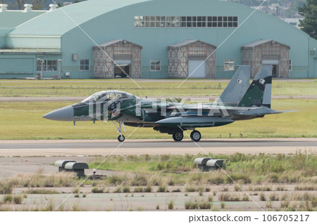 Air Self-Defense Force Flight Instruction Group F-15DJ Eagle taxiing Air Self-Defense Force Flight Instruction Group F-15DJ Eagle taxiing 106705217