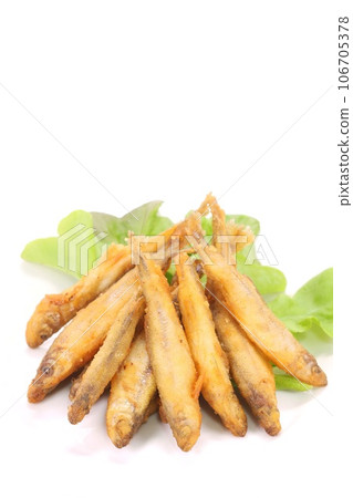 Fried smelt, fish dish, fried food, bright background Fried smelt, fish dish, fried food, bright background 106705378