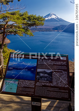 Mt. Fuji and Lake Motosu seen from Nakanokura Observation Deck 106705495