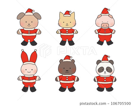 Cute animal santa illustration set Cute animal santa illustration set 106705500