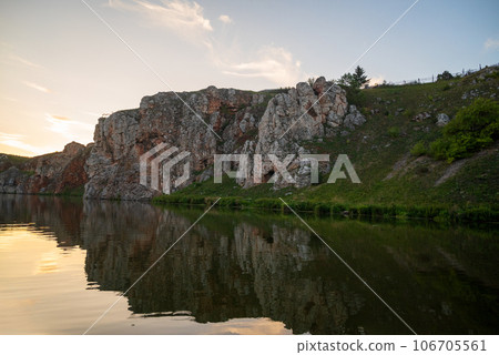 beautiful rocks near the river.chusovaya river 106705561