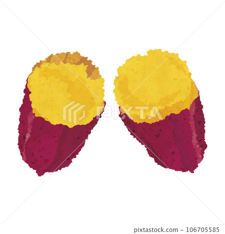 Hot roasted sweet potato illustration_Beni Azuma_Japanese paper tearing picture style 106705585