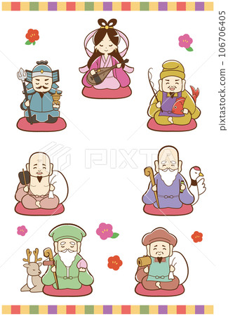 Seven Lucky God greeting cards 106706405