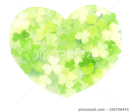 三葉草心形設計水彩插圖 106706445
