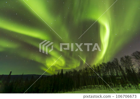Aurora and starry sky in Fairbanks 106706673