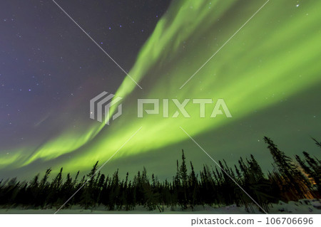 Starry sky and aurora in Yellowknife 106706696