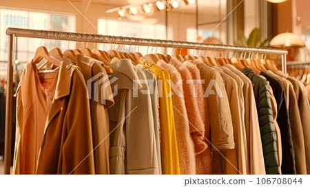 clothes hanging on a rack in a clothing store, with text overlay that reads how to keep your closet organized clothes hanging on a rack in a clothing store, with text overlay that reads how to keep your closet organized 106708044