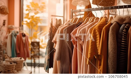 clothes hanging on a rack in a clothing store, with text overlay that reads how to keep your closet organized clothes hanging on a rack in a clothing store, with text overlay that reads how to keep your closet organized 106708045
