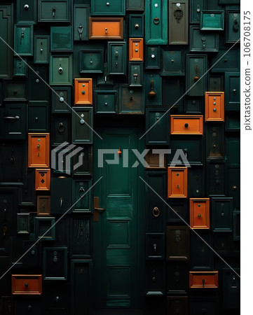 many green and orange mailboxs on the side of a building in new york, new york photo by mark mc 106708175