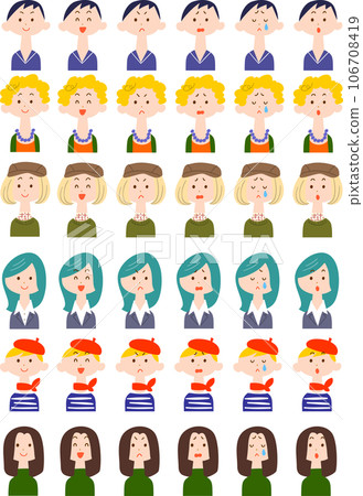 6位女性的6種面部表情圖解_3 6位女性的6種面部表情圖解_3 106708419