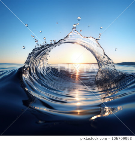 AI-generated image: wave spray, ripples, solar flare 106709998