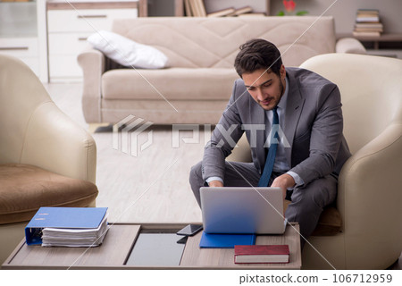 Young male employee working from home 106712959