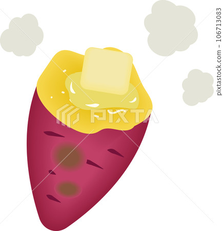 Roasted sweet potato topped with butter 106713083