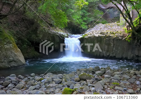 伊豆半島、中海津、河津七瀧瀑布、在新綠中發出涼爽聲音的蛇瀑布、靜岡縣河津町 (2) 106713360