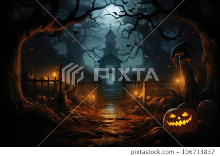 Horror town halloween festival. Generative AI 106713837