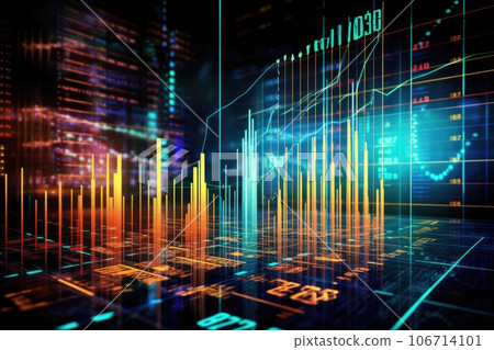 Financial stock market on screen. strategy analysis or trade concept. Generative AI 106714101