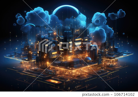 Cloud computing transfer big data on internet. futuristic digital technology .Generative AI Cloud computing transfer big data on internet. futuristic digital technology .Generative AI 106714102