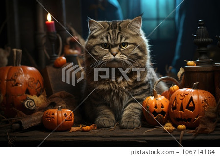 Cute Cat wearing halloween costumes. Halloween festival. Generative AI 106714184