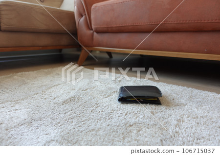 left wallet on floor at home left wallet on floor at home 106715037