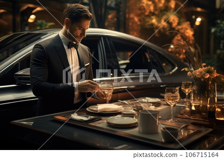Couple dinning at Luxury eatery. dinner concept. Generative AI 106715164