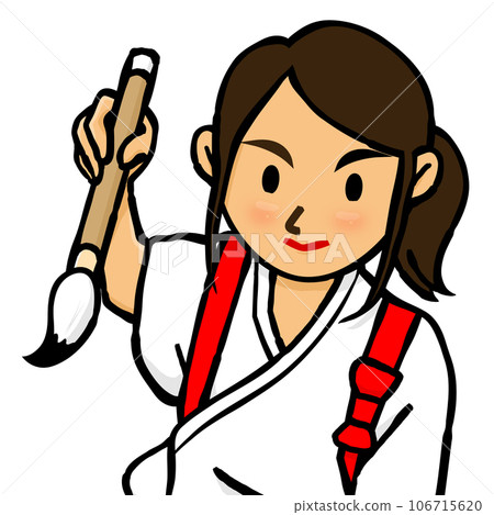 High school girl doing calligraphy with a serious expression High school girl doing calligraphy with a serious expression 106715620