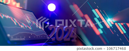 graph hologram on table with computer background. Concept of financial markets. graph hologram on table with computer background. Concept of financial markets. 106717468